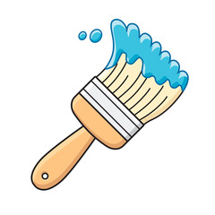 Blue paintbrush isolated vector illustration