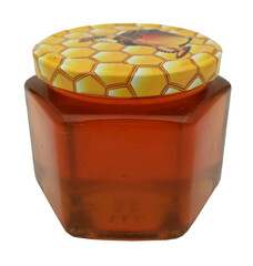 honey filtered from the honeycombs in the hive in the jar