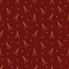 Abstract seamless Paris pattern. Eiffel tower repeats print for fashion textile, clothes, wrapping paper