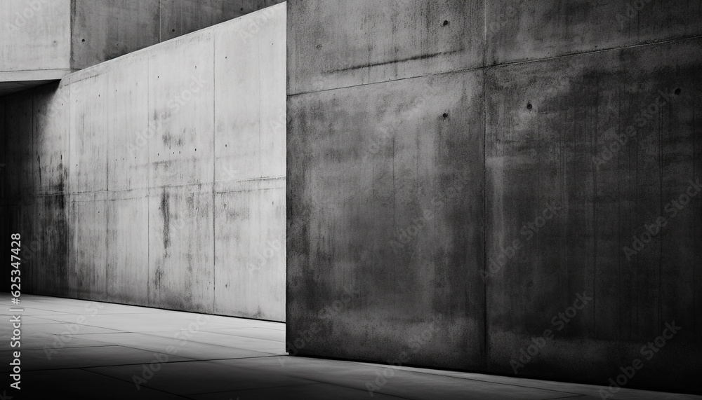 Poster modern architecture shapes the empty corridor with concrete walls generated by ai