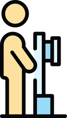 Patient treatment icon outline vector. Xray cancer. Lung chest color flat