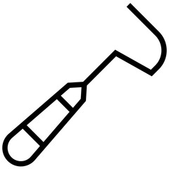 periodontal scaler icon. A single symbol with an outline style