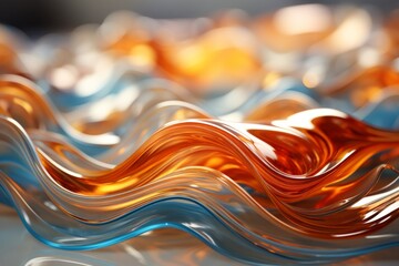 Multi-colored liquid with blurred background, generative AI.
