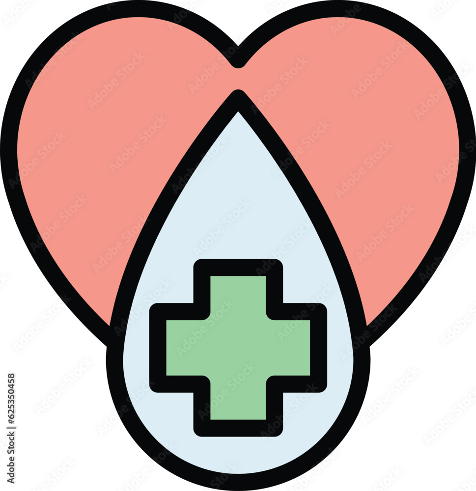 Wall mural heart treatment icon outline vector. cardio medicine. health capsule color flat