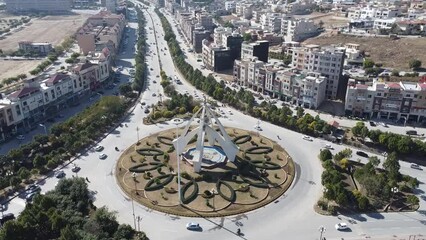 Clock Tower Drone view Of Commercial area, buildings and high view Bahria Town Rawalpindi Punjab Pakistan