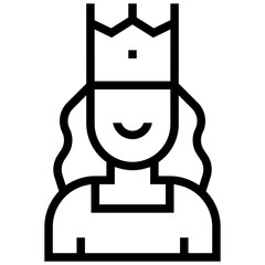 queen icon. A single symbol with an outline style