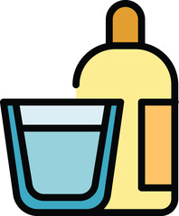 Health syrup icon outline vector. Medical vitamin. Drug bottle color flat