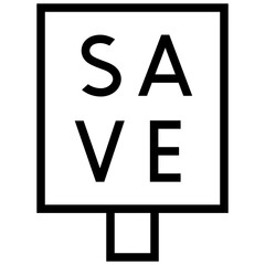 save icon. A single symbol with an outline style
