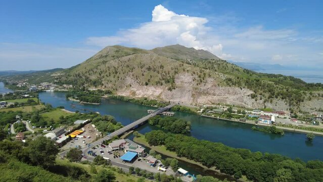 Rozafa Castle: testament to Albania's rich history and architectural heritage. Visitors can explore ruins, walk along ancient walls, and marvel at breathtaking vistas of rivers and the Shkoder city.