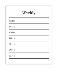 A simple, modern, minimalist style weekly plan memo template illustration design.