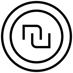 shekel icon. A single symbol with an outline style - obrazy, fototapety, plakaty