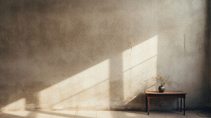 Obraz na płótnie Canvas Blurred natural light and shadow overlay on a textured wall