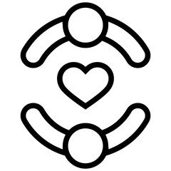 together icon. A single symbol with an outline style