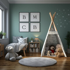 alphabet themed educational baby room mockup
