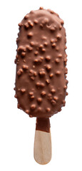 Chocolate and Almond ice cream isolated on white background, Thick Cracking Chocolate and Almond ice cream  on white With clipping path.