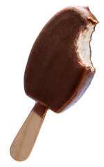 Chocolate and Almond ice cream isolated on white background, Thick Cracking Chocolate and Almond ice cream  on white With clipping path.