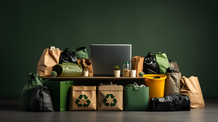 Recyclingkonzept Recycling, Recyclingbeutel, Recyclingbüro Recycling und Nachhaltigkeit Generative AI - obrazy, fototapety, plakaty