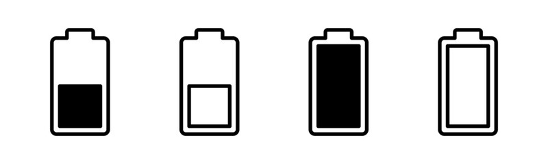 Battery icon set illustration. battery charging sign and symbol. battery charge level