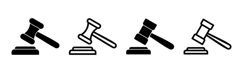 Gavel icon set illustration. judge gavel sign and symbol. law icon. auction hammer