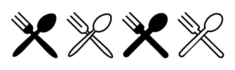 spoon and fork icon set illustration. spoon, fork and knife icon vector. restaurant sign and symbol