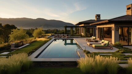 Luxurious villa in the heart of Napa Valley, California - obrazy, fototapety, plakaty
