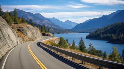Fototapeta premium Mountains lake highway with beautiful views