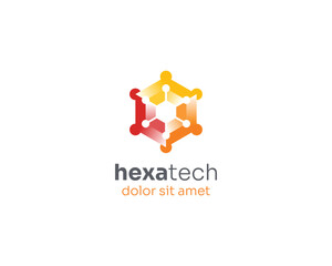 Colorful hexagon technology logo gradient