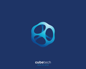 Creative 3d hexagon technology logo