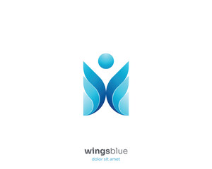 Creative blue wings people logo