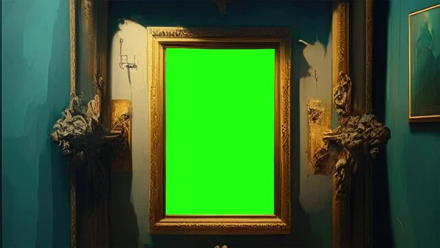 Old door with green background, Green screen photo frame background, polaroid  animated background, Green screen background