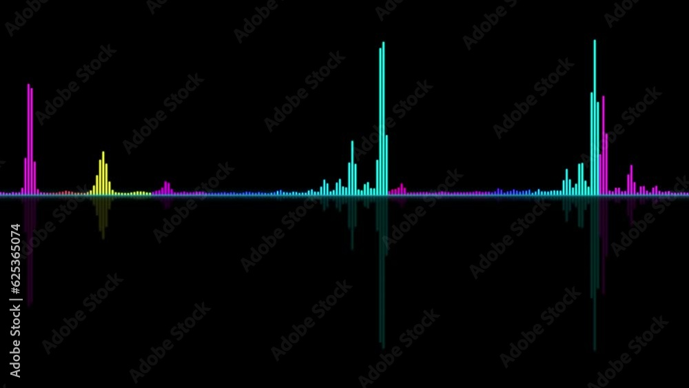 Poster 4k music equalizer, audio waves or sound frequency in lines. equalizer animation. visualization of r