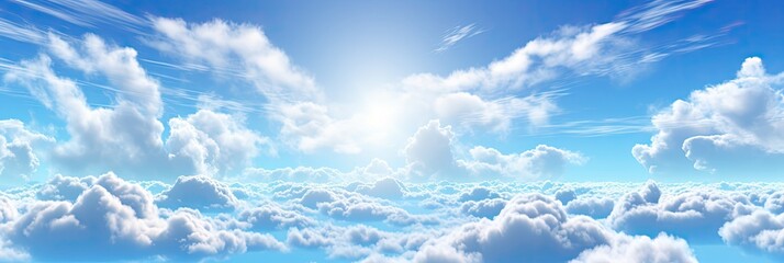 Blue sky and clouds background. Generative AI