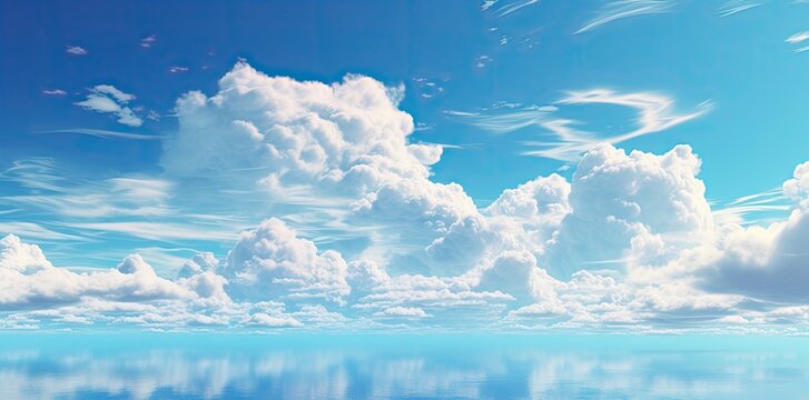 Blue sky and clouds background. Generative AI