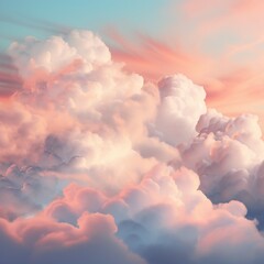 Fluffy clouds in pastel colors, abstract background, ai generated