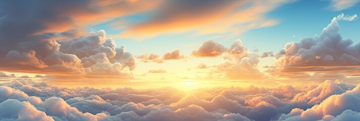 Sunset sky and cloud over the sea background. Generative AI