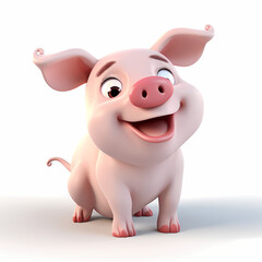 Pig with Smile isolated white