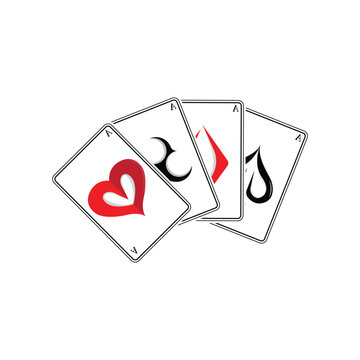 Casino Poker Vintage Logo, Vector Diamonds, Ace, Hearts And Spades, Poker Club Gambling Game Design