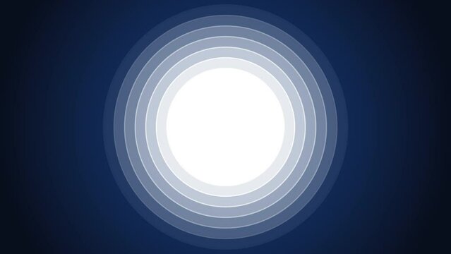 Bright white circle frame loop animation on dark blue background with free space