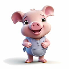 Naklejka premium Pig with Smile isolated white background