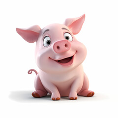 Pig with Smile isolated white background