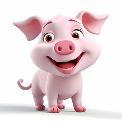 Naklejka premium Pig with Smile isolated white background