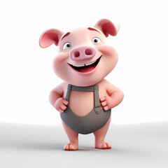 Naklejka premium Pig with Smile isolated white background