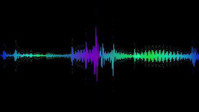 4K Audio bar spectrum Isolated on transparent background. Sound wave animation, sound equalizer, audio visualization effect. audio frequency monitor sound. Equalizer. Music equalizer, for music party