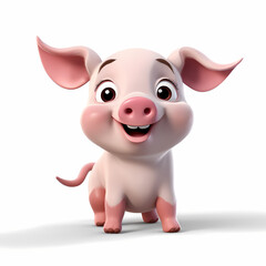 Pig with Smile isolated white background