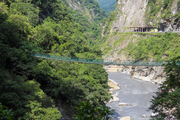 Fototapeta na wymiar Suspension bridge in Taroko National Park Taiwan