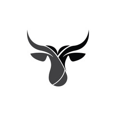 Bull Logo Design, Bull Head Vector, Simple Vintage Buffalo And Cow Long Horn