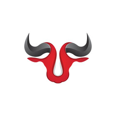 Bull Logo Design, Bull Head Vector, Simple Vintage Buffalo And Cow Long Horn