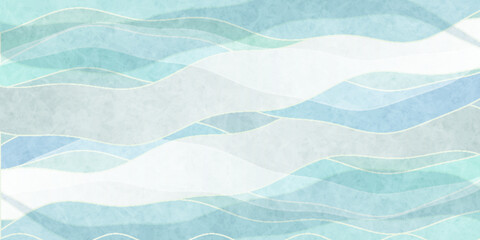 波　青　和柄　背景	