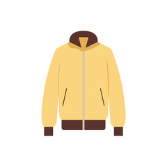 Yellow jacket in flat cartoon style. Fashion and clothing concept
