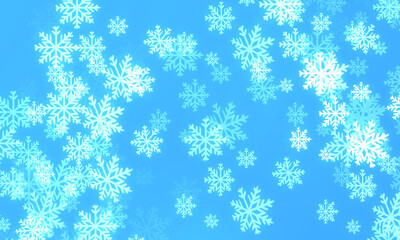 BACKGROUND WINTER SNOWFLAKES ON BLUE BACKGROUND
